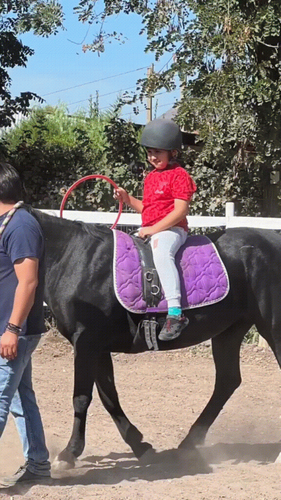 Jinete realizando ejercicios de control y postura técnica en la pista de Equicentro Maule durante abril de 2023.